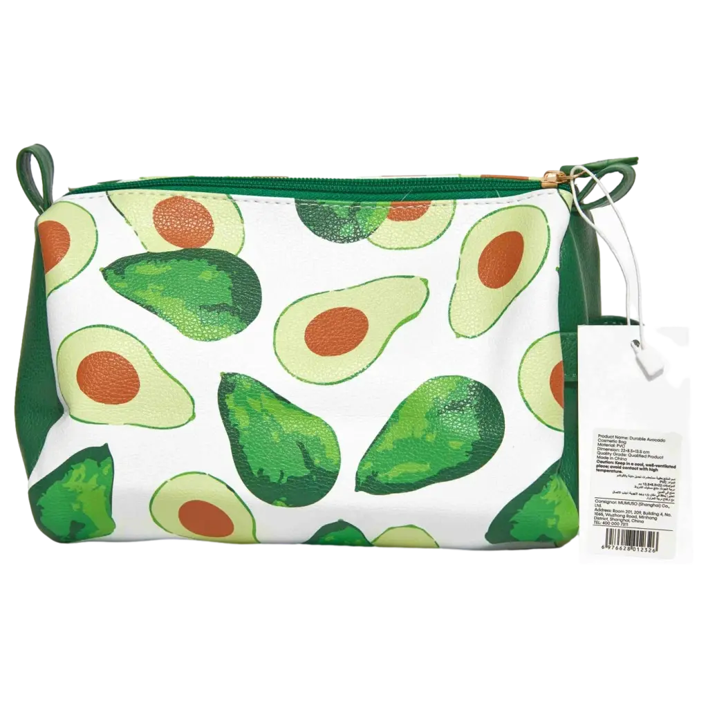Kosmetiktasche aus Kunstleder mit Avocado-Design (Grün/Weiß)