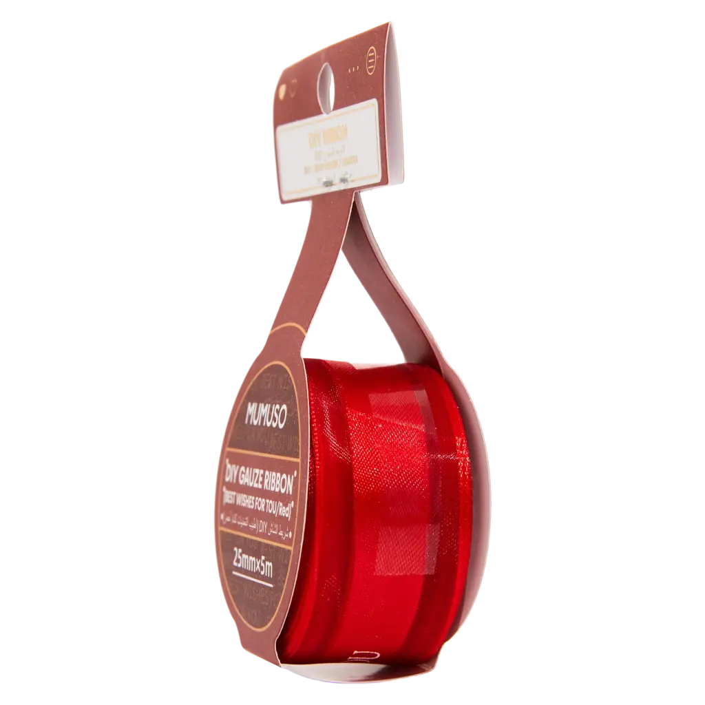 Geschenkband aus Netzmaterial, 25 mm × 5 m (Rot)