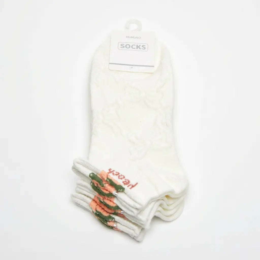 3er-Pack Sneakersocken Damen aus Baumwollmischung mit Pfirsich-Design (Weiß)