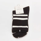 Crew Socken Damen aus Baumwolle mit Streifen-Design (Schwarz)