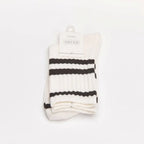 Damen Crew Socken aus Baumwollmischung mit Streifen-Design (Weiß/Schwarz)