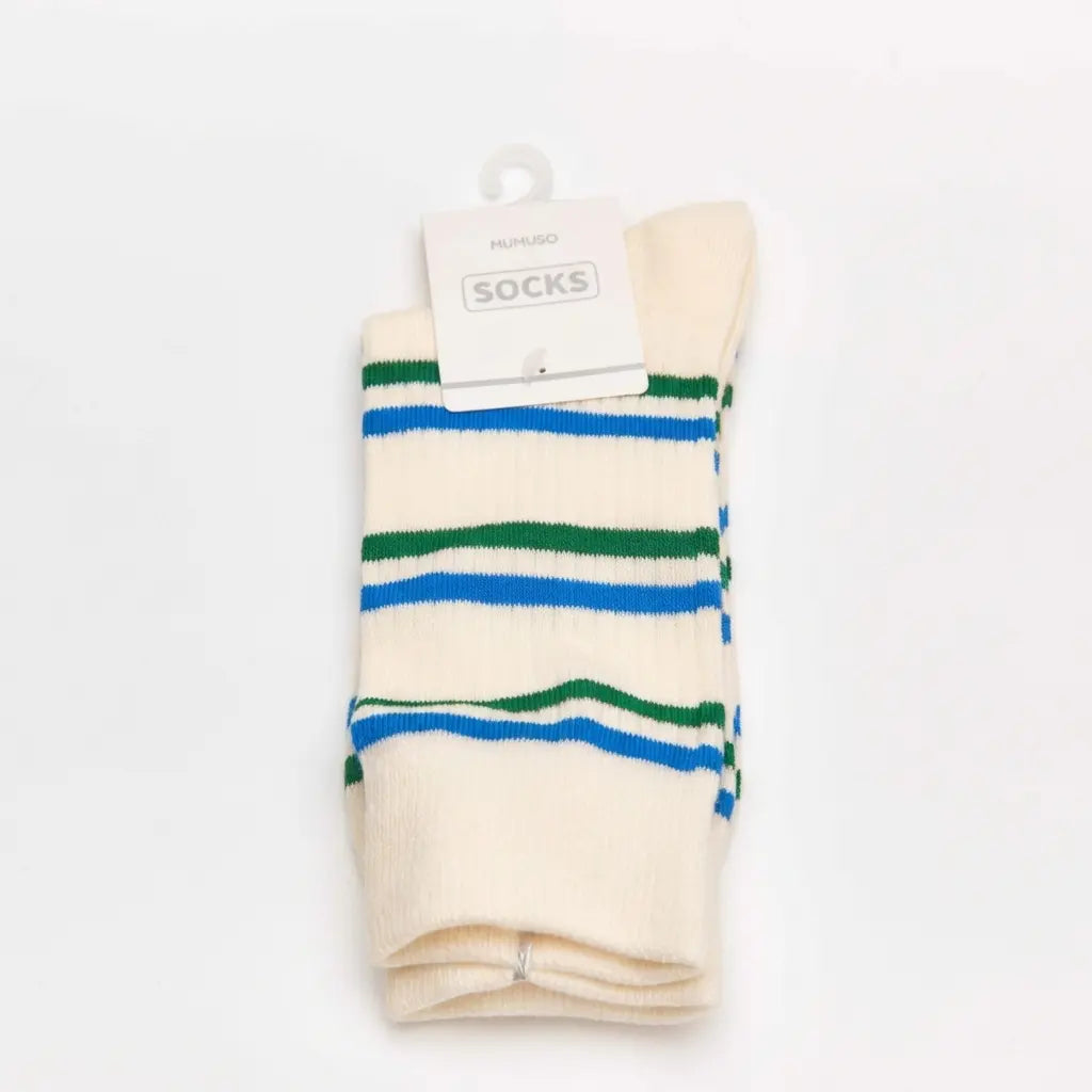 Damen Crew Socken aus Baumwollmischung mit Streifen-Design (Weiß)