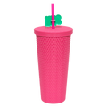 Tumbler aus Kunststoff mit Deckel und Trinkhalm, 700 ml (Rose Red)