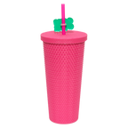 Tumbler aus Kunststoff mit Deckel und Trinkhalm, 700 ml (Rose Red)