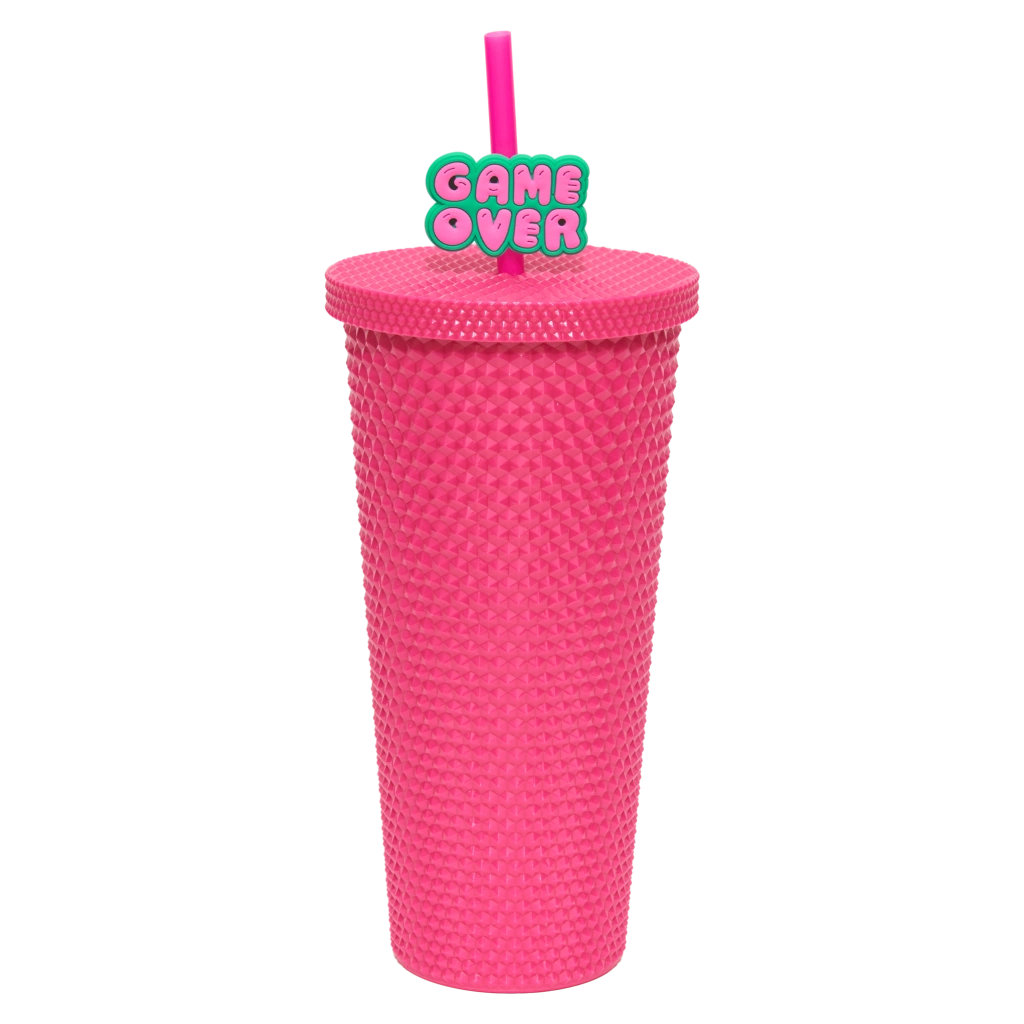 Tumbler aus Kunststoff mit Deckel und Trinkhalm, 700 ml (Rose Red)