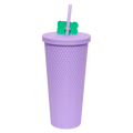 Kunststoff-Trinkbecher mit Deckel und Strohhalm, 700 ml (Lila) mit Game Over-Print