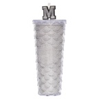 Tumbler aus Polystyrol mit Strohhalm, 700 ml (Weiß) für kalte Getränke
