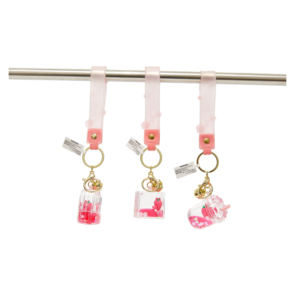 Schlüsselanhänger aus Acryl und Metalltechnik mit schwebendem Fuchs-Design (Rosa)