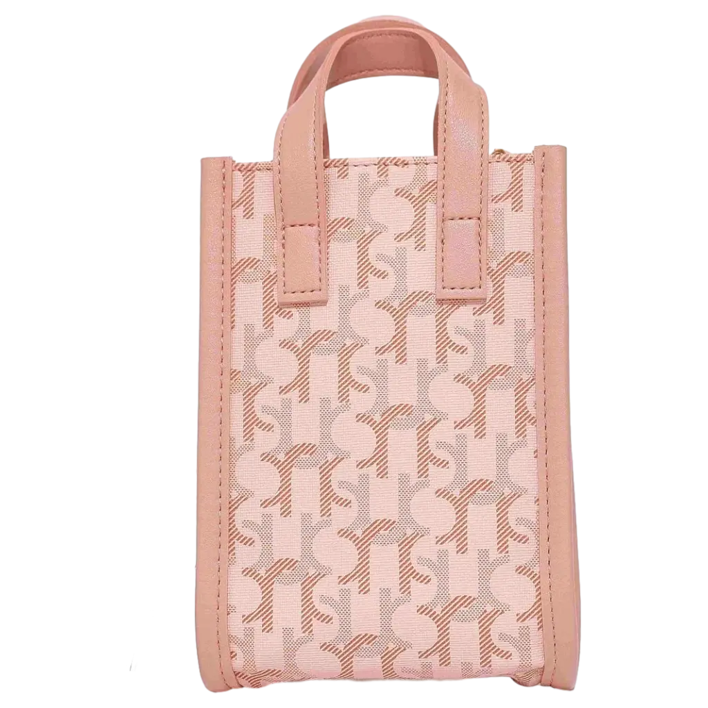 Mini Tote Bag aus Kunstleder mit Print-Design (Rosa)