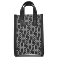 Mini Tote Bag aus Kunstleder mit Print-Design, Schultertasche (Schwarz)