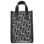 Mini Tote Bag aus Kunstleder mit Print-Design, Schultertasche (Schwarz)