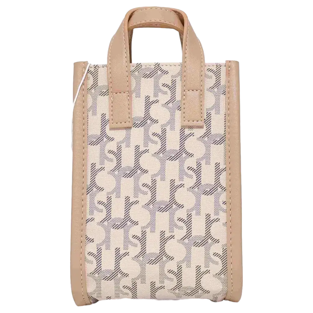 Mini Tote Bag aus Kunstleder mit Print-Design (Apricot)