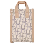 Mini Tote Bag aus Kunstleder mit Print-Design (Apricot)