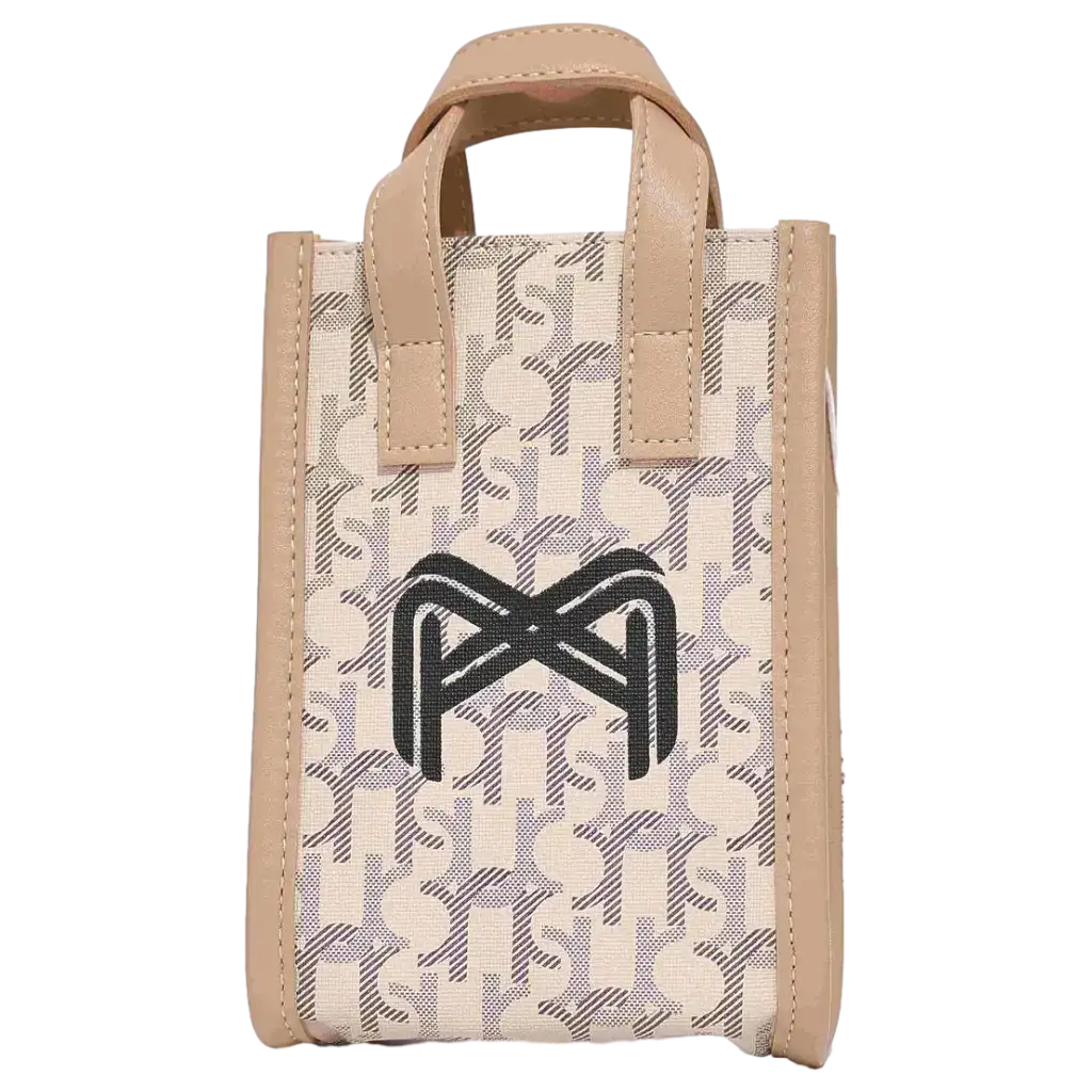 Mini Tote Bag aus Kunstleder mit Print-Design (Apricot)