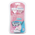 3er-Pack Damenrasierer für sanfte Rasur (Weiß/Rosa/Blau)