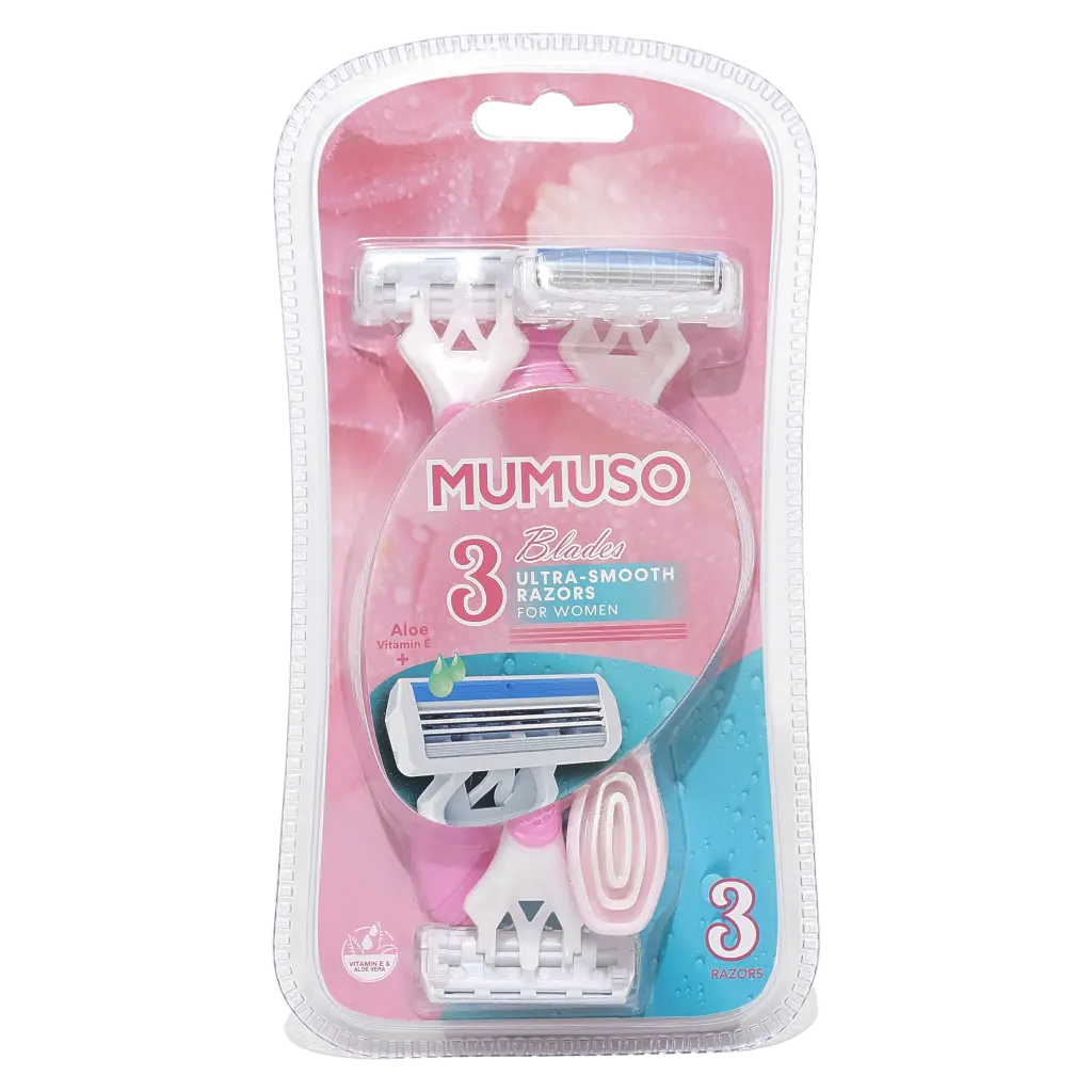 3er-Pack Damenrasierer für sanfte Rasur (Weiß/Rosa/Blau)
