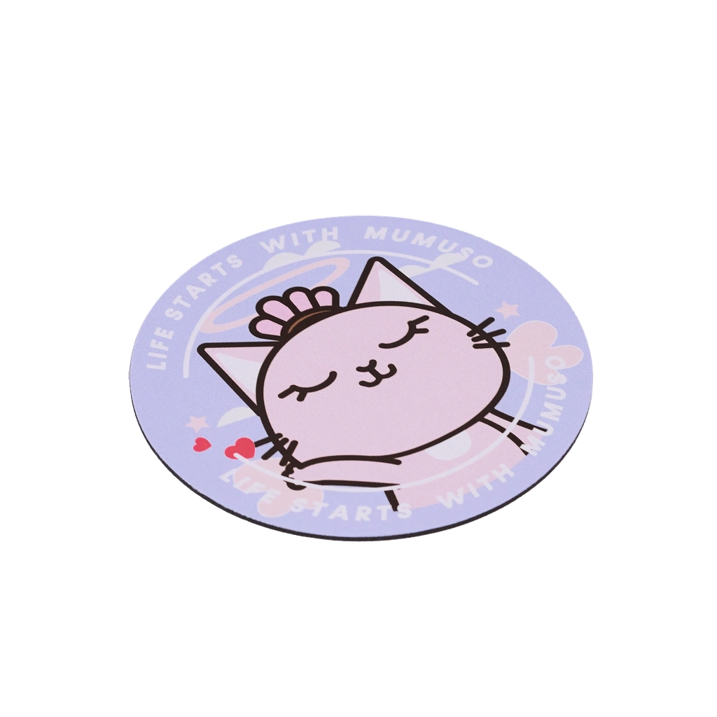 Rundes Mousepad aus Jiaji-Gewebe und Gummi mit Katzen-Design (Lila)