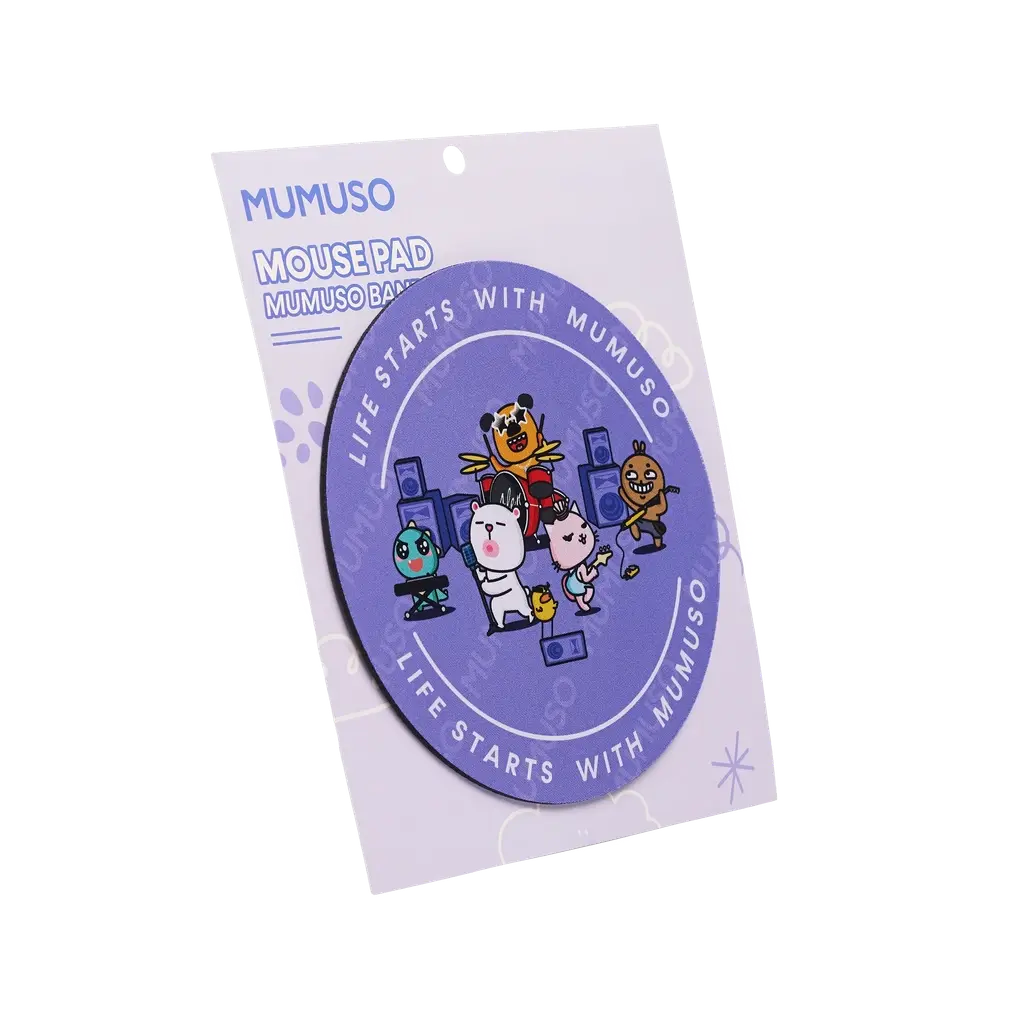 Rundes Mauspad aus Jiaji-Stoff und Gummibasis mit Cartoon-Design (Violett)