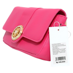 Schultertasche aus Kunstleder mit Schmuckelement (Pink)