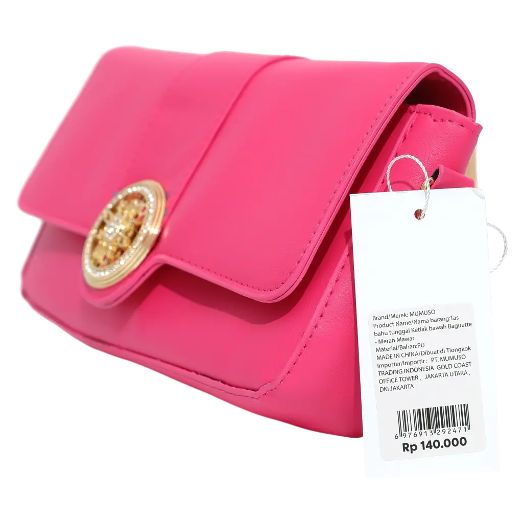 Schultertasche aus Kunstleder mit Schmuckelement (Pink)