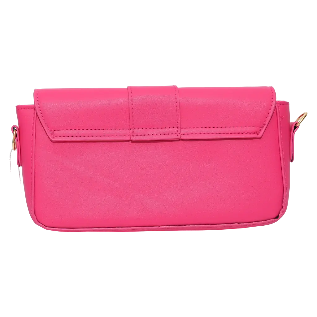 Schultertasche aus Kunstleder mit Schmuckelement (Pink)