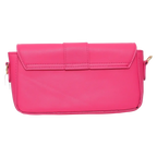 Schultertasche aus Kunstleder mit Schmuckelement (Pink)