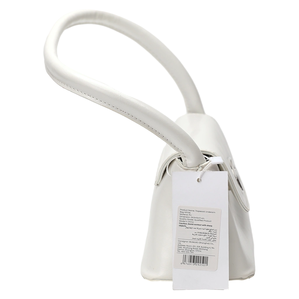 Trapez-Schultertasche aus Kunstleder, elegantes Design (Weiß)