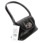 Schultertasche aus PU in Trapezform mit Metall-Detail (Schwarz)