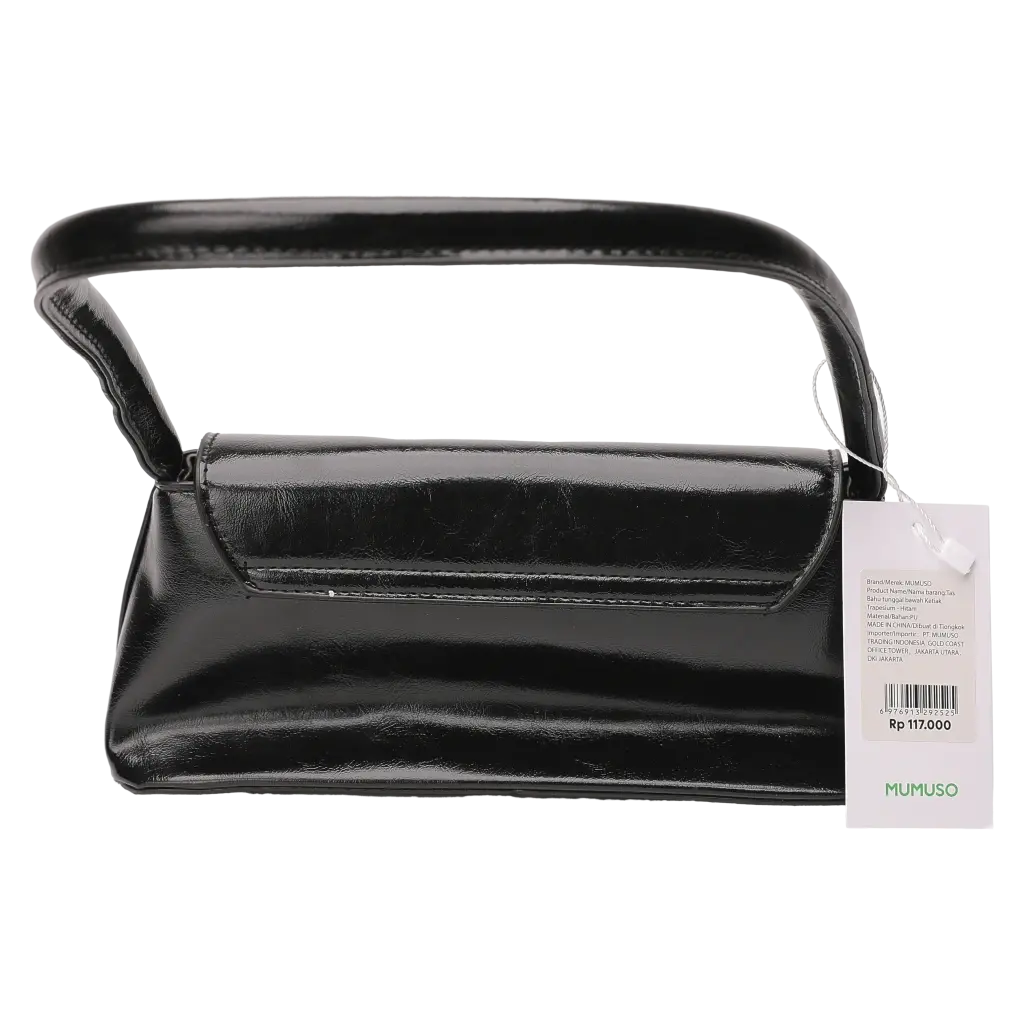 Schultertasche aus PU in Trapezform mit Metall-Detail (Schwarz)