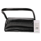 Schultertasche aus PU in Trapezform mit Metall-Detail (Schwarz)