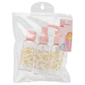 3-teiliges Reiseflaschen-Set aus Kunststoff mit Frucht-Print (Rosa/Transparent)