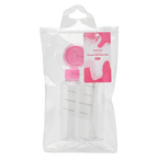 3-teiliges Kunststoff-Reiseflaschen Set für Kosmetik und Flüssigkeiten (Transparent/Rosa)