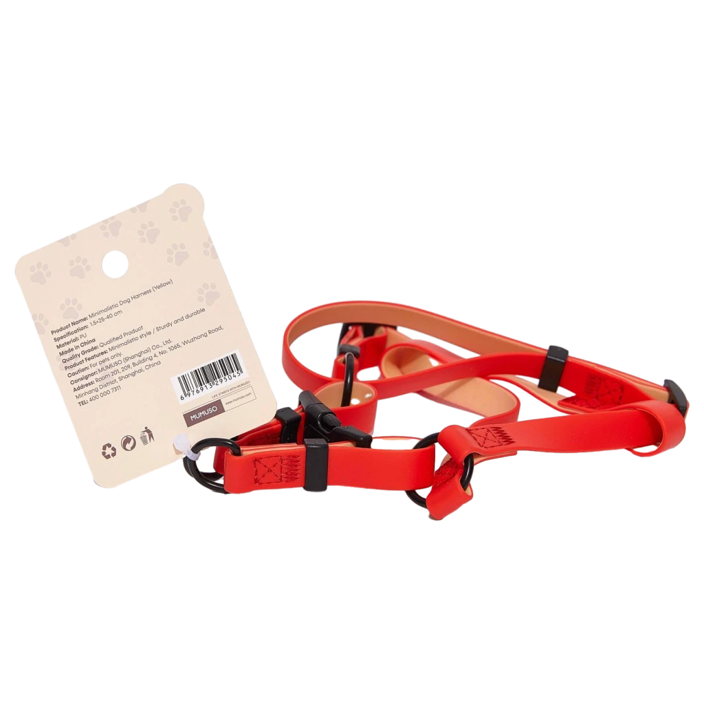 Minimalistisches Hundegeschirr, verstellbare Größe (Rot)