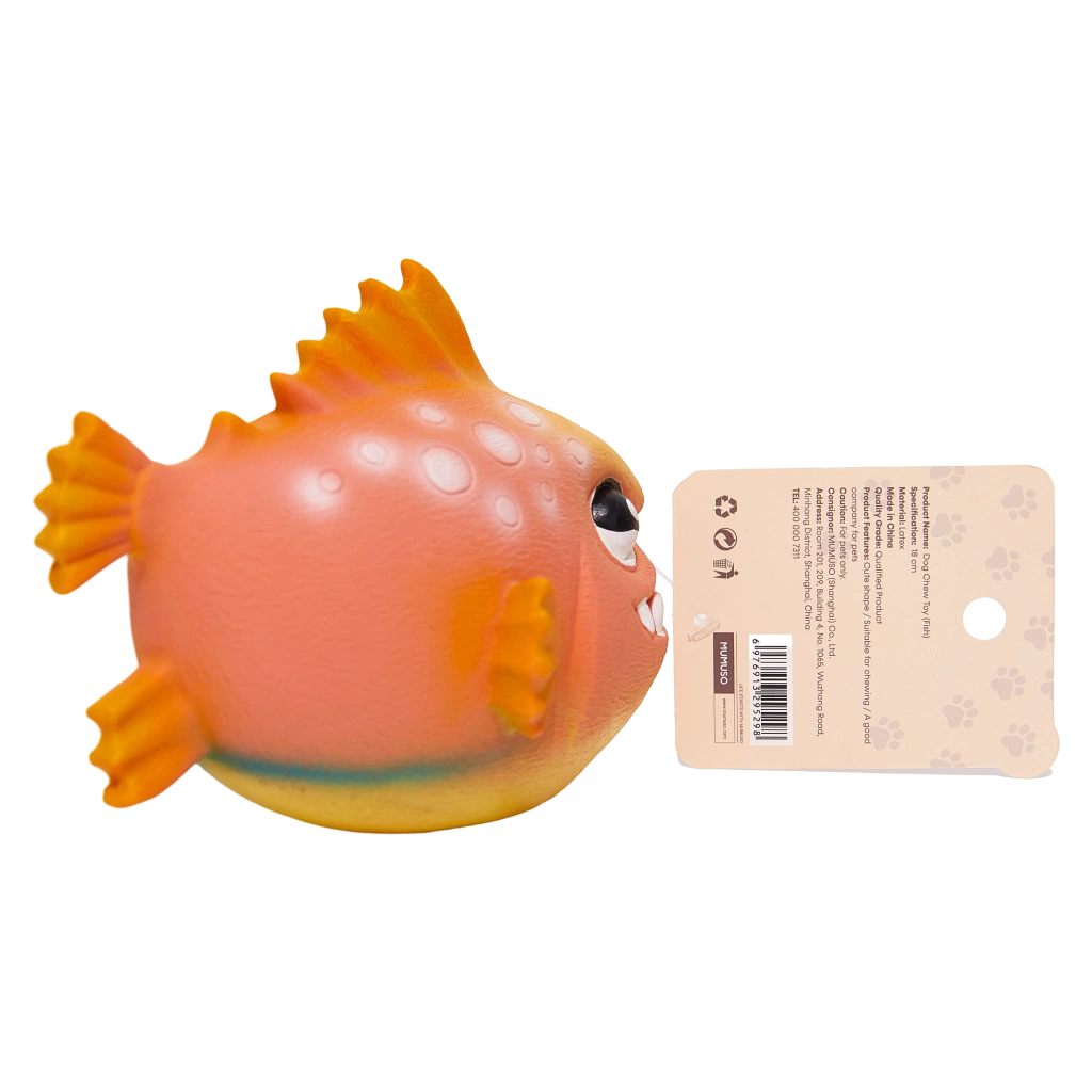 Hundespielzeug aus Naturkautschuk mit Fisch-Design, 150 g (Orange/Gelb)