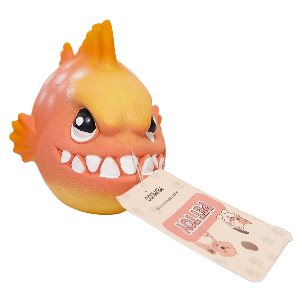 Hundespielzeug aus Naturkautschuk mit Fisch-Design, 150 g (Orange/Gelb)