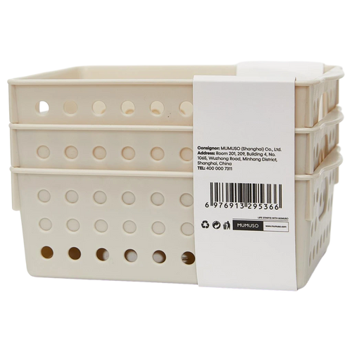 3-teiliges Aufbewahrungskorb-Set aus Polypropylen für Haushalt und Büro (Beige/Grün)