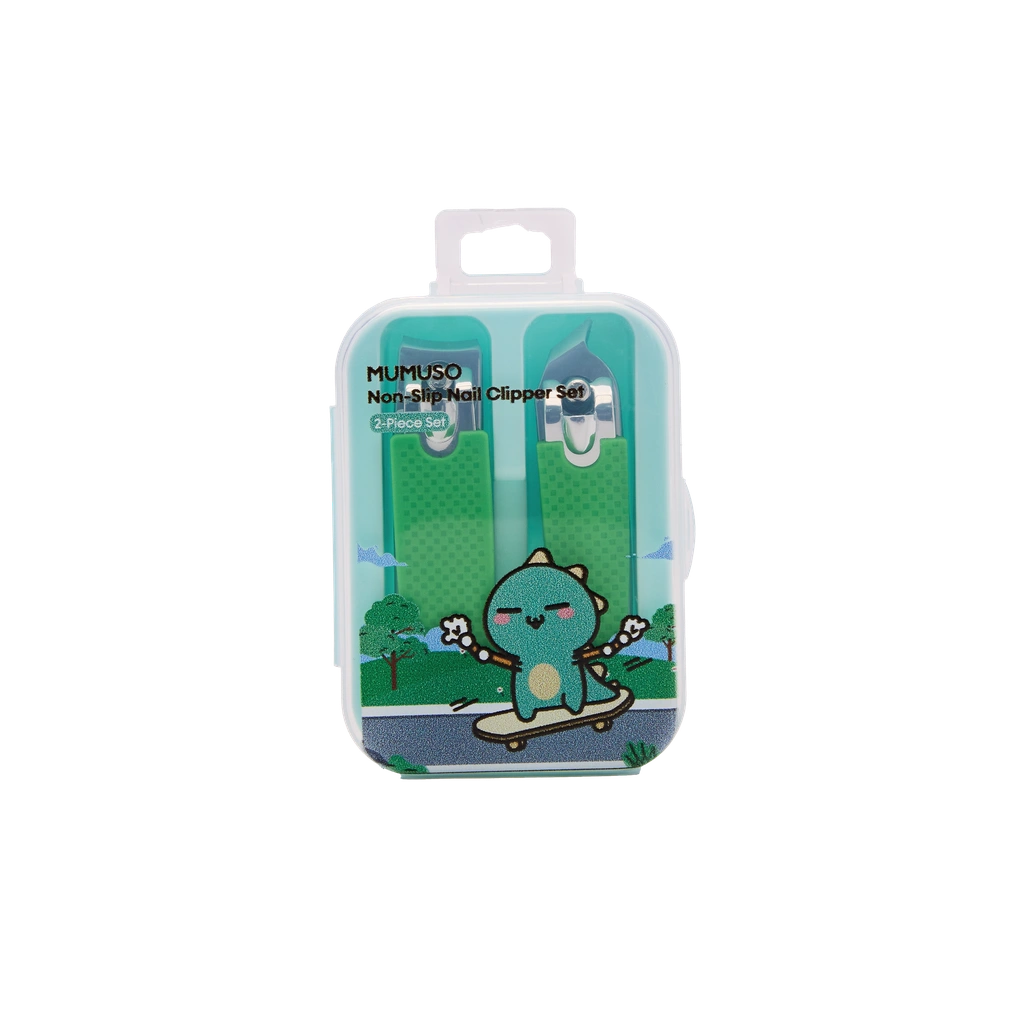 2-teiliges Nagelknipser-Set mit rutschfester Oberfläche und Dinosaurier-Design (Türkisgrün)