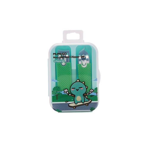 2-teiliges Nagelknipser-Set mit rutschfester Oberfläche und Dinosaurier-Design (Türkisgrün)