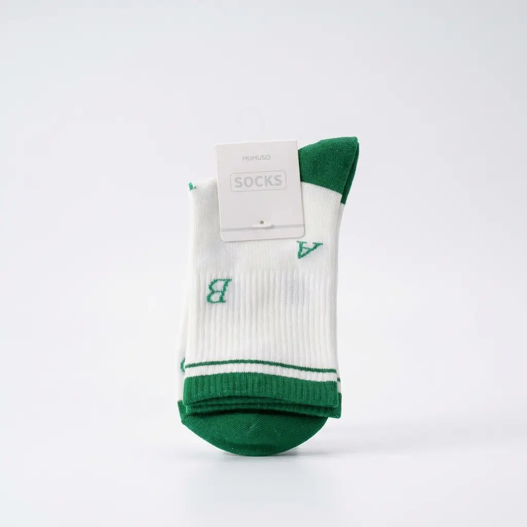 Mini Crew Herrensocken aus Baumwolle mit Letter-Print (Weiß/Grün)