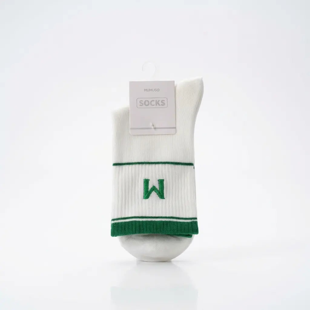 Mini-Crew-Socken Herren aus Baumwollmischung mit M-Design (Weiß/Grün)