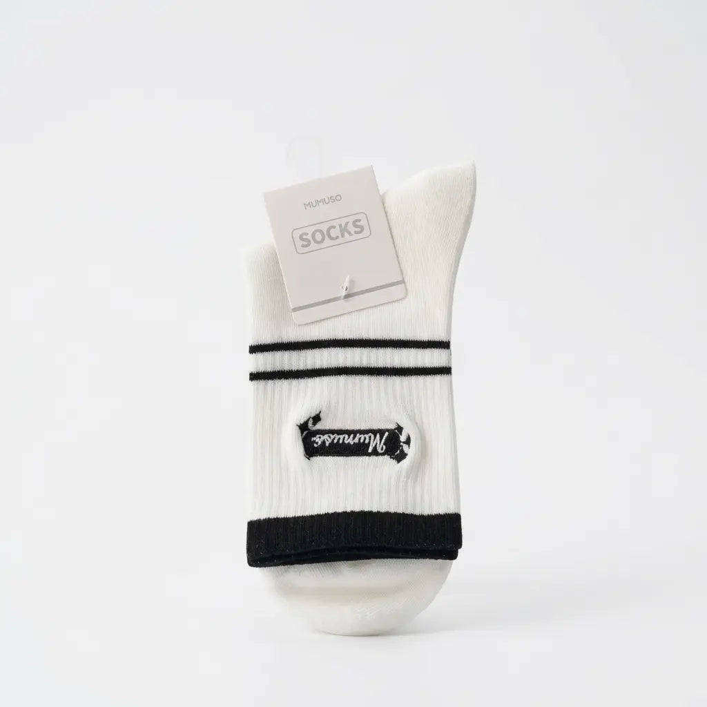 Sneakersocken Herren mit Streifen-Design aus Baumwoll-Mix (Weiß/Schwarz)