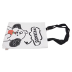 Canvas-Tote-Bag mit Hund-Design und schwarzen Henkeln (Schwarz/Weiß)