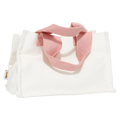 Tote Bag Schultertasche mit niedlichem Print und pinken Henkeln (Pink/Weiß)