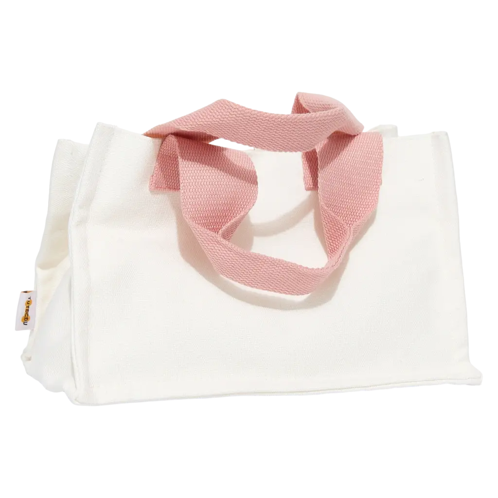 Tote Bag Schultertasche mit niedlichem Print und pinken Henkeln (Pink/Weiß)