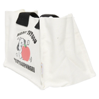 Schultertasche aus Stoff mit TUTOGOU-Design (Weiß/Schwarz)