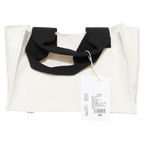 Schultertasche aus Stoff mit TUTOGOU-Design (Weiß/Schwarz)