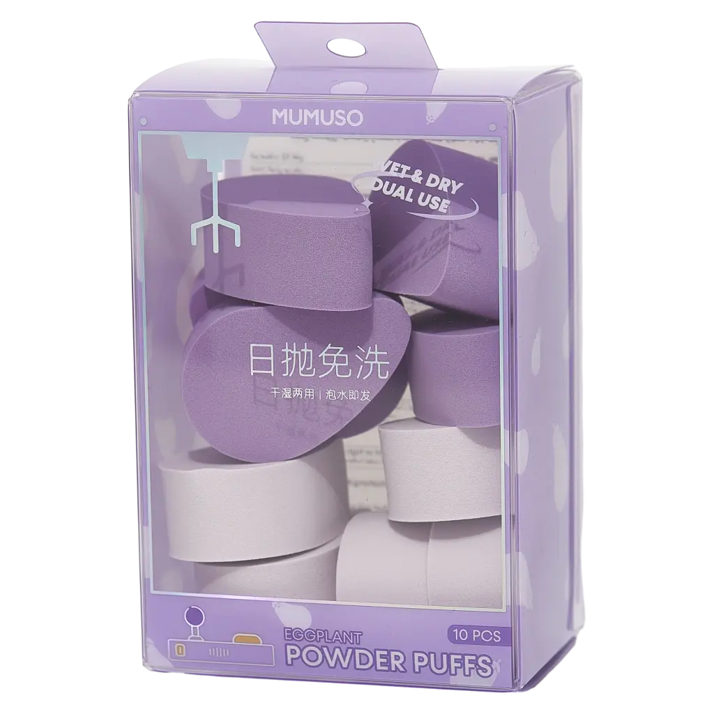 10er-Set Make-up Schwämme aus Polyurethan für Nass- &amp; Trockenanwendung (Lila/Hellrosa)