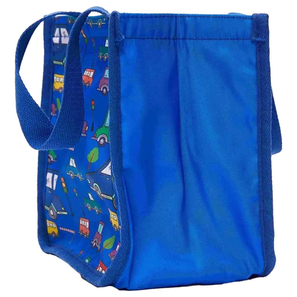 Tragetasche aus Polyester mit Cartoon-Fahrzeuge-Design (Blau)