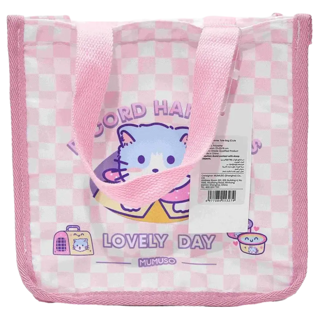 Tragetasche aus Polyester mit Katzen-Design, leicht, strapazierfähig (Rosa)