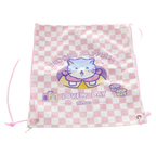 Sportbeutel aus Polyester-Baumwolle mit Katzen-Design (Rosa/Weiß)